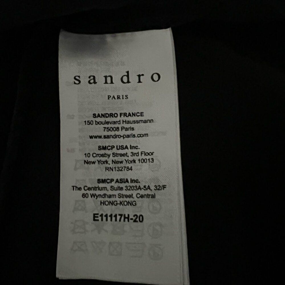 Sandro Paris Women's Silk Black Blouse Top Lace Neck Size 1 - Picture 7 of 9